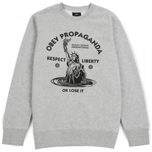 Sweatshirt Obey - Lady Liberty Crew - Heather Grey